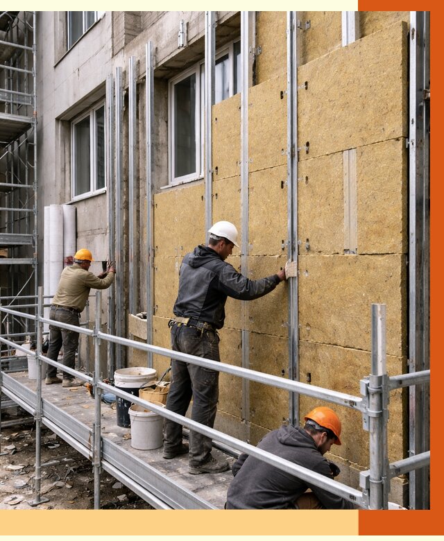 Утепление вентилируемого фасада в Домодедове от 5895 руб/м2 — монтаж и утепление вентфасад | ТепломастерДмд